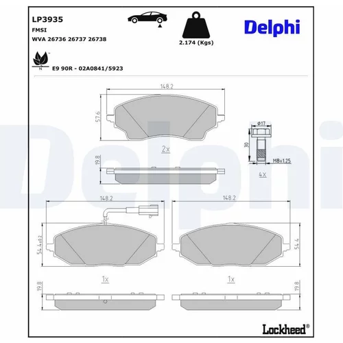 Sada brzdových platničiek kotúčovej brzdy LP3935 /DELPHI/ - obr. 3