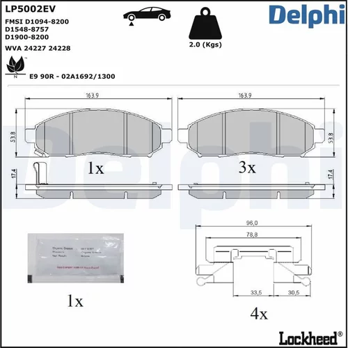 Sada brzdových platničiek kotúčovej brzdy LP5002EV /DELPHI/ - obr. 1