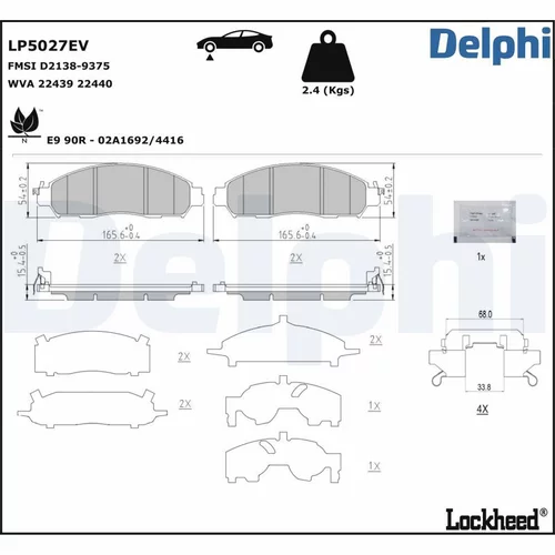 Sada brzdových platničiek kotúčovej brzdy DELPHI LP5027EV