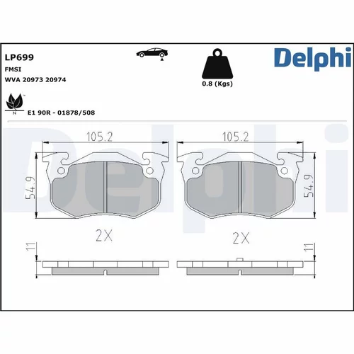 Sada brzdových platničiek kotúčovej brzdy LP699 /DELPHI/ - obr. 1