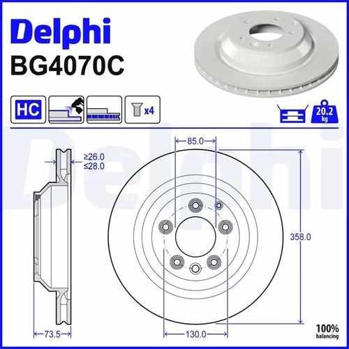 Brzdový kotúč DELPHI BG4070C