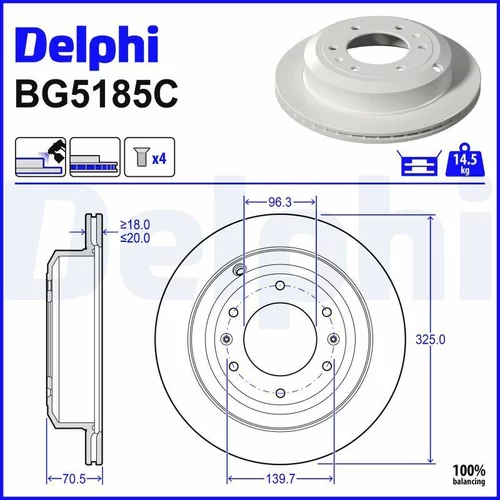 Brzdový kotúč DELPHI BG5185C