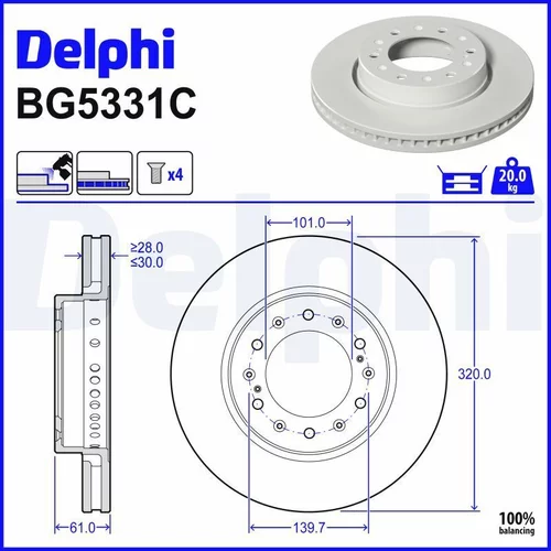 Brzdový kotúč DELPHI BG5331C