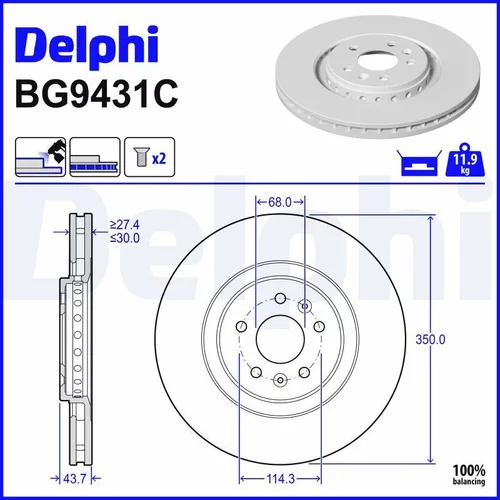 Brzdový kotúč DELPHI BG9431C