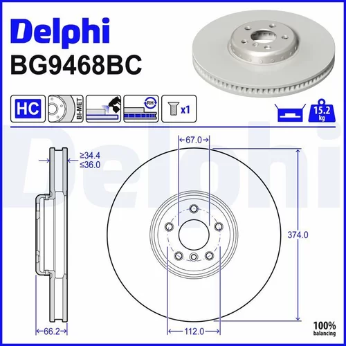 Brzdový kotúč DELPHI BG9468BC