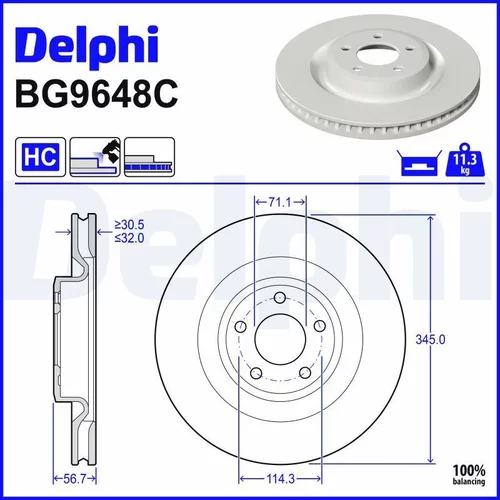 Brzdový kotúč DELPHI BG9648C
