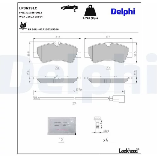 Sada brzdových platničiek kotúčovej brzdy DELPHI LP3619LC