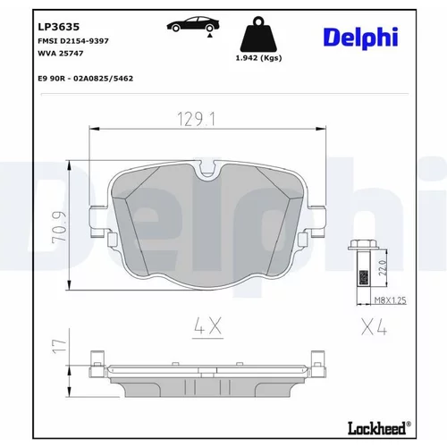 Sada brzdových platničiek kotúčovej brzdy DELPHI LP3635