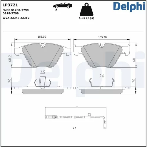 Sada brzdových platničiek kotúčovej brzdy LP3721 /DELPHI/ - obr. 1