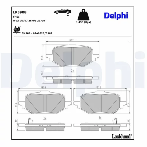 Sada brzdových platničiek kotúčovej brzdy DELPHI LP3908