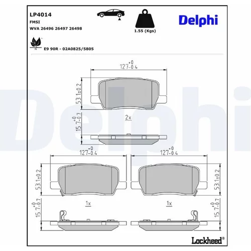 Sada brzdových platničiek kotúčovej brzdy DELPHI LP4014