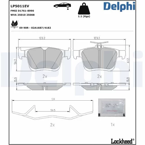 Sada brzdových platničiek kotúčovej brzdy LP5011EV /DELPHI/ - obr. 1