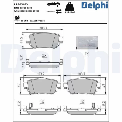 Sada brzdových platničiek kotúčovej brzdy DELPHI LP5036EV