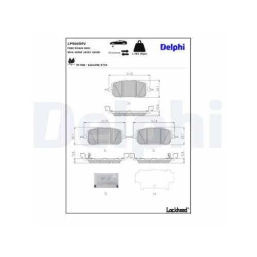 Sada brzdových platničiek kotúčovej brzdy LP5045EV /DELPHI/ - obr. 1