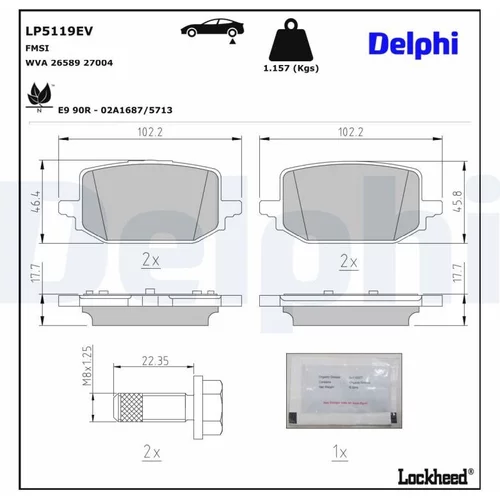 Sada brzdových platničiek kotúčovej brzdy DELPHI LP5119EV