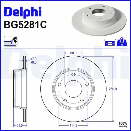 Brzdový kotúč BG5281C /DELPHI/