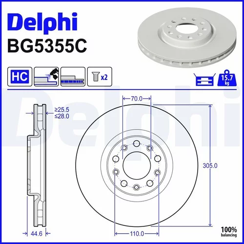 Brzdový kotúč DELPHI BG5355C