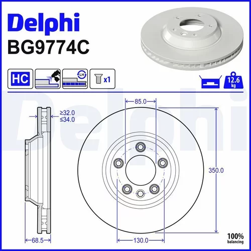 Brzdový kotúč DELPHI BG9774C