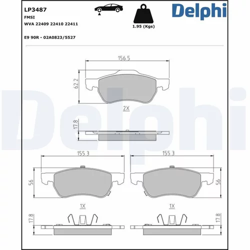 Sada brzdových platničiek kotúčovej brzdy LP3487 /DELPHI/ - obr. 1