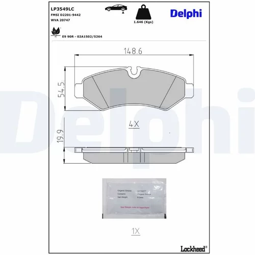 Sada brzdových platničiek kotúčovej brzdy DELPHI LP3549LC