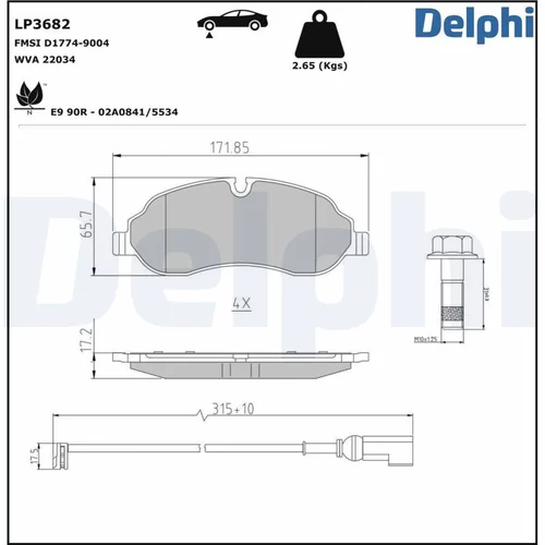 Sada brzdových platničiek kotúčovej brzdy LP3682 /DELPHI/ - obr. 1
