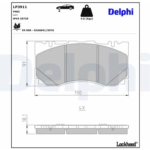 Sada brzdových platničiek kotúčovej brzdy LP3911 /DELPHI/ - obr. 2