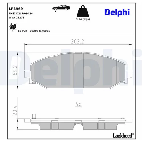 Sada brzdových platničiek kotúčovej brzdy DELPHI LP3969