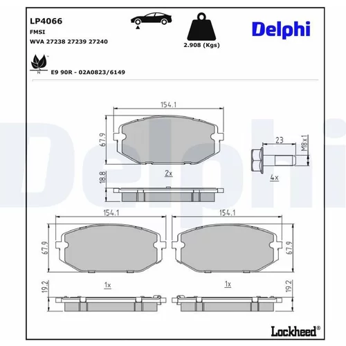 Sada brzdových platničiek kotúčovej brzdy DELPHI LP4066
