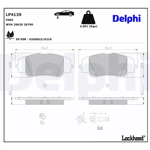 Sada brzdových platničiek kotúčovej brzdy DELPHI LP4135