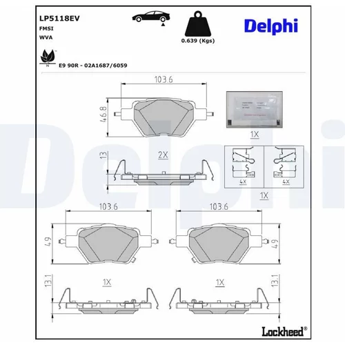 Sada brzdových platničiek kotúčovej brzdy DELPHI LP5118EV