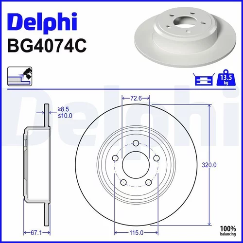 Brzdový kotúč DELPHI BG4074C