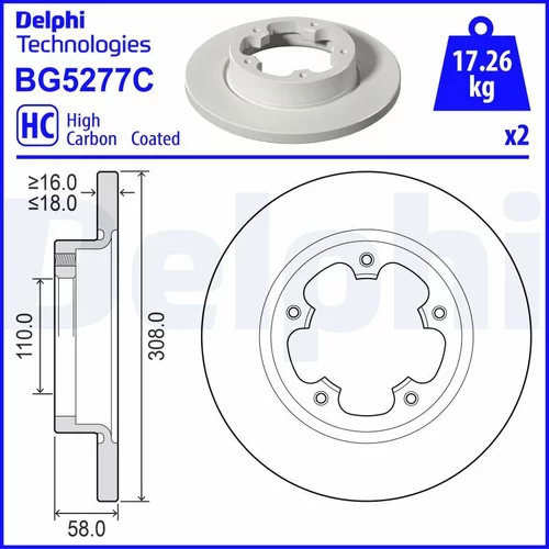 Brzdový kotúč DELPHI BG5277C