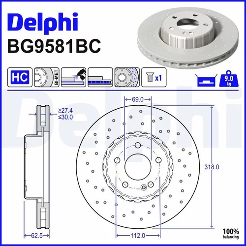 Brzdový kotúč DELPHI BG9581BC
