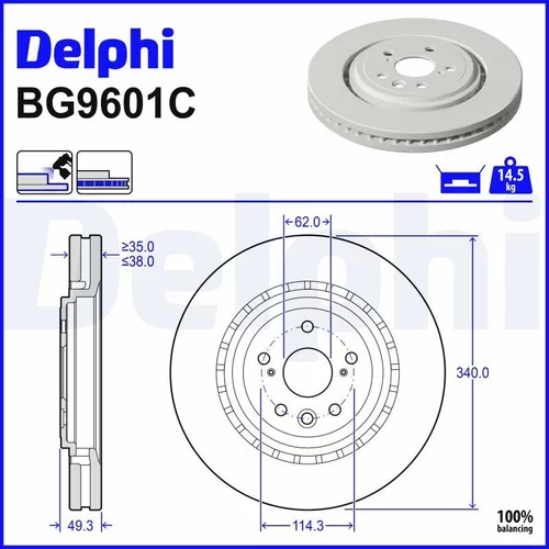 Brzdový kotúč BG9601C /DELPHI/