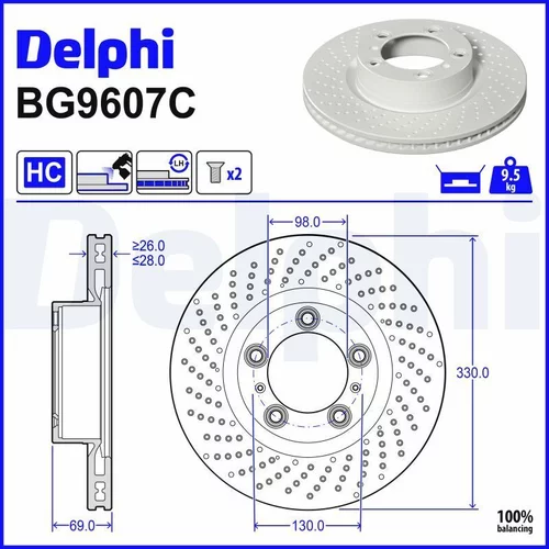 Brzdový kotúč DELPHI BG9607C