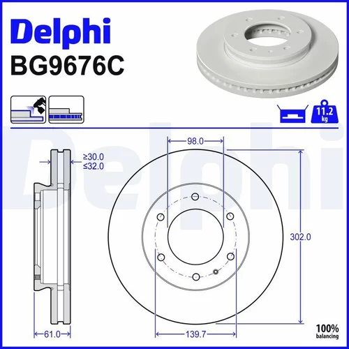 Brzdový kotúč BG9676C /DELPHI/