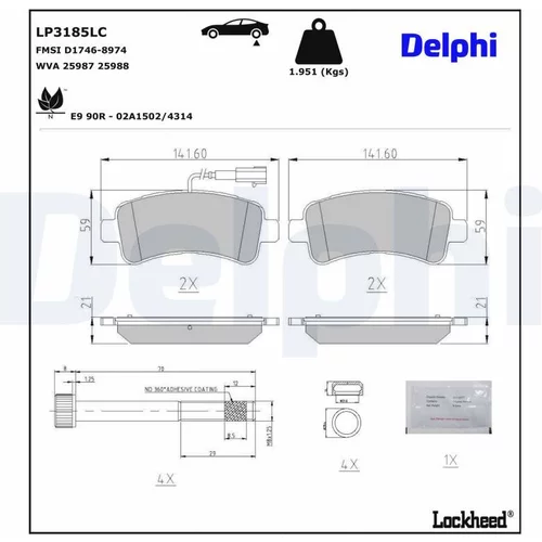 Sada brzdových platničiek kotúčovej brzdy DELPHI LP3185LC