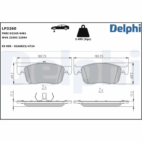 Sada brzdových platničiek kotúčovej brzdy LP3260 /DELPHI/ - obr. 1