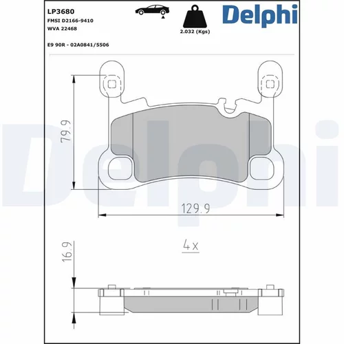 Sada brzdových platničiek kotúčovej brzdy LP3680 /DELPHI/ - obr. 1