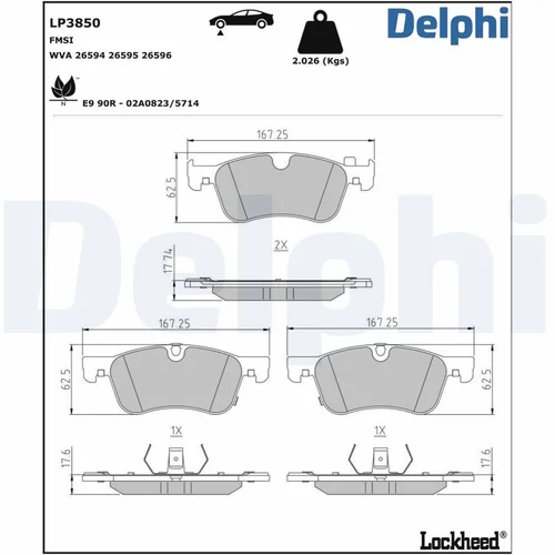 Sada brzdových platničiek kotúčovej brzdy LP3850 /DELPHI/ - obr. 1