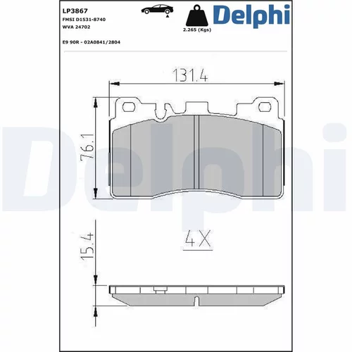 Sada brzdových platničiek kotúčovej brzdy LP3867 /DELPHI/ - obr. 1