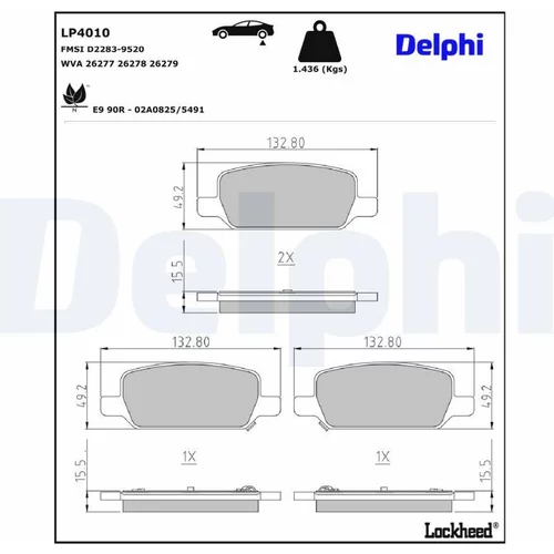 Sada brzdových platničiek kotúčovej brzdy DELPHI LP4010
