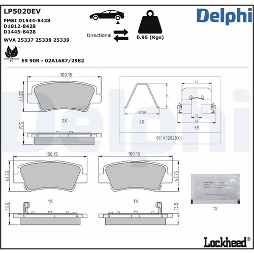 Sada brzdových platničiek kotúčovej brzdy LP5020EV /DELPHI/ - obr. 1