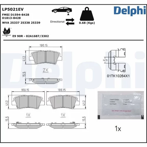 Sada brzdových platničiek kotúčovej brzdy LP5021EV /DELPHI/ - obr. 1