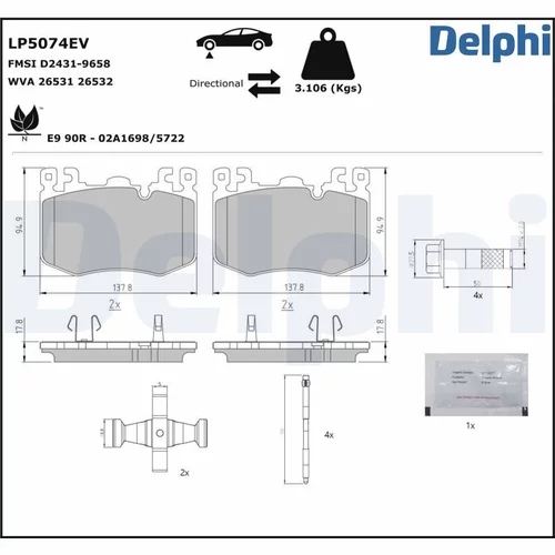 Sada brzdových platničiek kotúčovej brzdy DELPHI LP5074EV