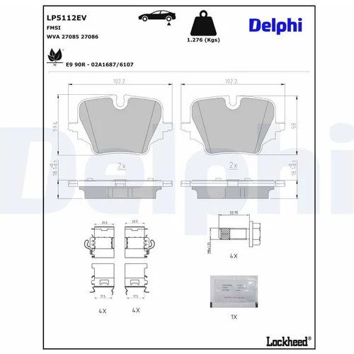 Sada brzdových platničiek kotúčovej brzdy DELPHI LP5112EV