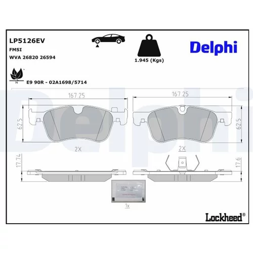 Sada brzdových platničiek kotúčovej brzdy DELPHI LP5126EV