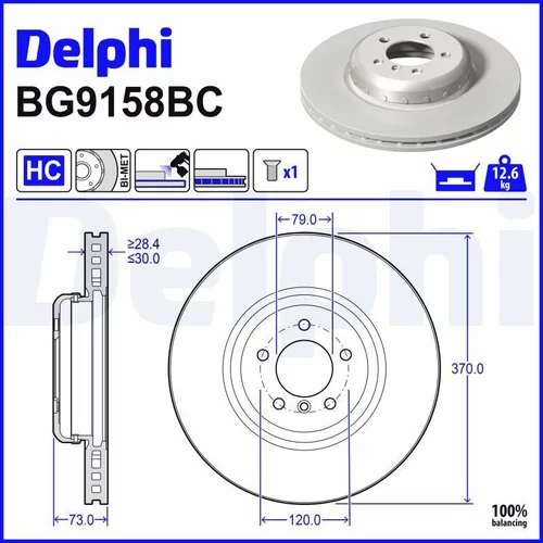 Brzdový kotúč DELPHI BG9158BC