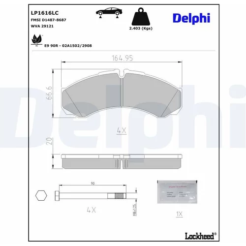 Sada brzdových platničiek kotúčovej brzdy DELPHI LP1616LC