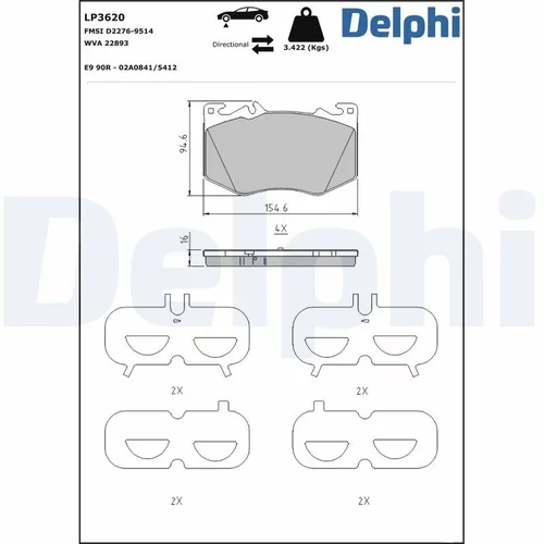 Sada brzdových platničiek kotúčovej brzdy LP3620 /DELPHI/ - obr. 1